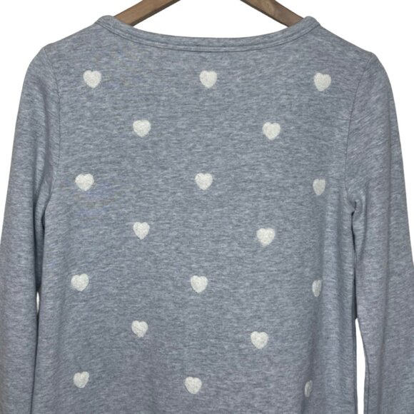 TALBOTS | Gray Long Sleeve Crewneck Sweatshirt with Embroidered Hearts | Size XS - Picture 7 of 13